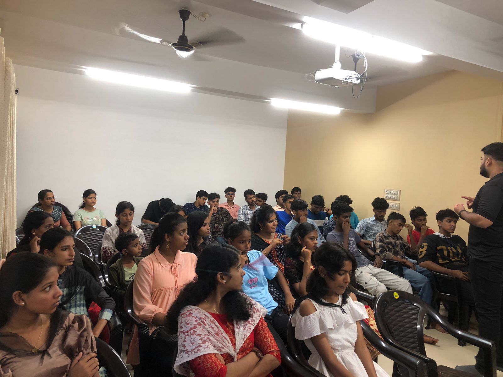 Students attending a career guidance seminar