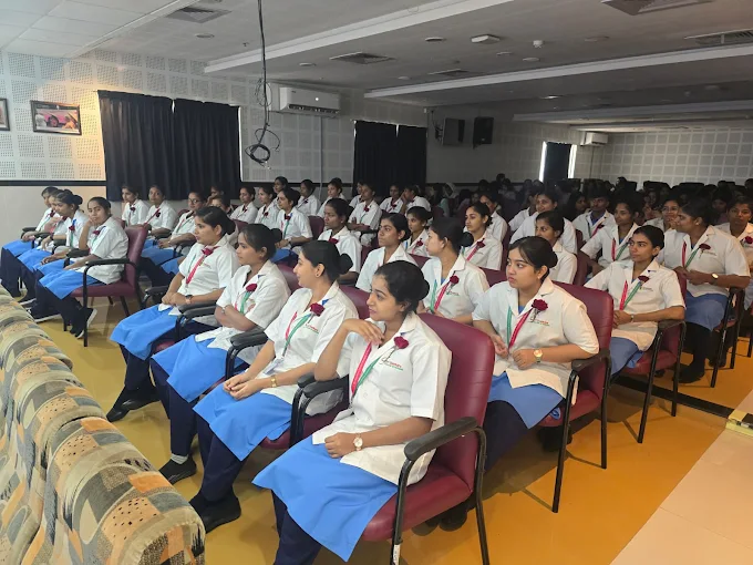 Nursing students attending an educational guidance session